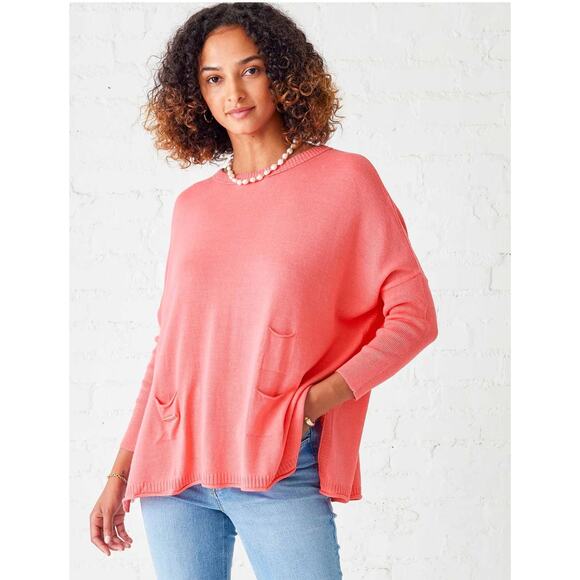 MerSea Catalina Sweater S/M Pink Dolman Sleeves Round Neck Mini Pockets - Picture 3 of 11